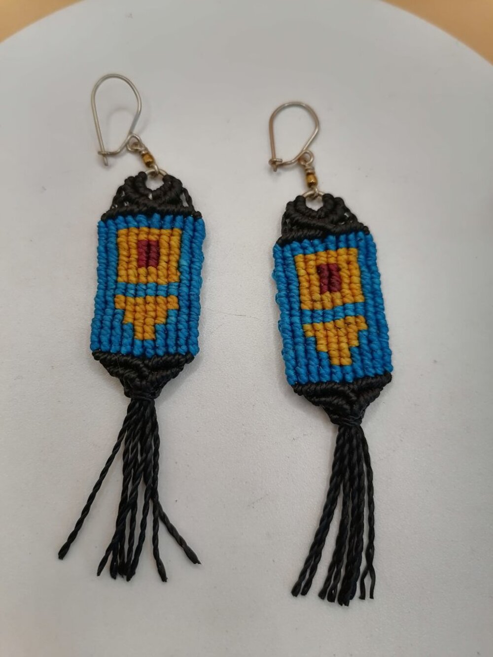 Handmade Macrame Earrings, Geometric Woven Earrings